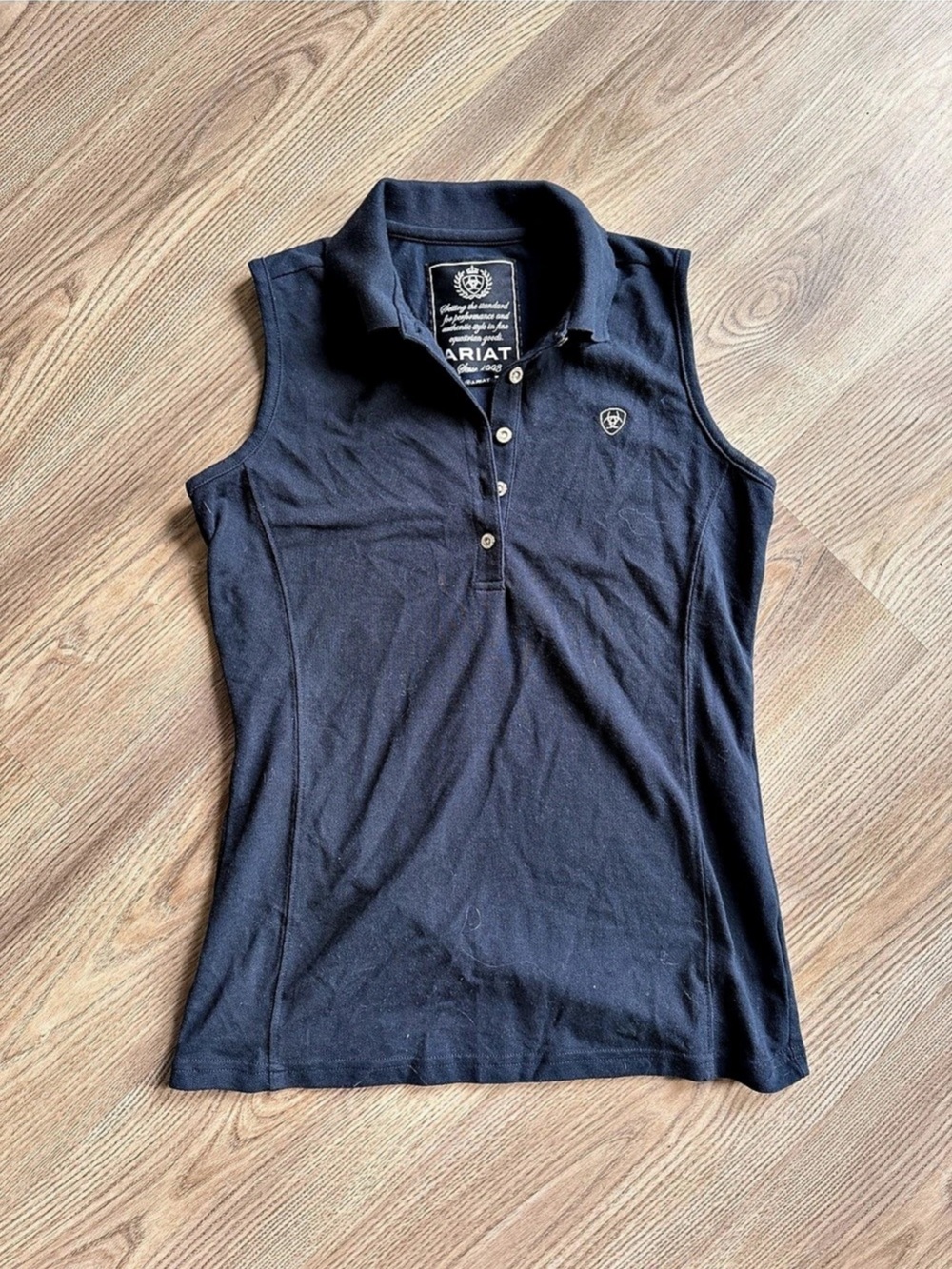 Arias Black Button Front Tank Top Size Medium